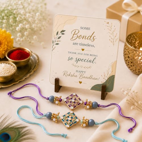 Image of JAIPUR ACE Raksha Bandhan Rakhi Gift Combo with Designer Rakhi, Puja Thali, 2 Katori Bowls, Roli Kumkum & Greeting Card for Brother, Bhai, Bhaiya | Complete Celebration Set