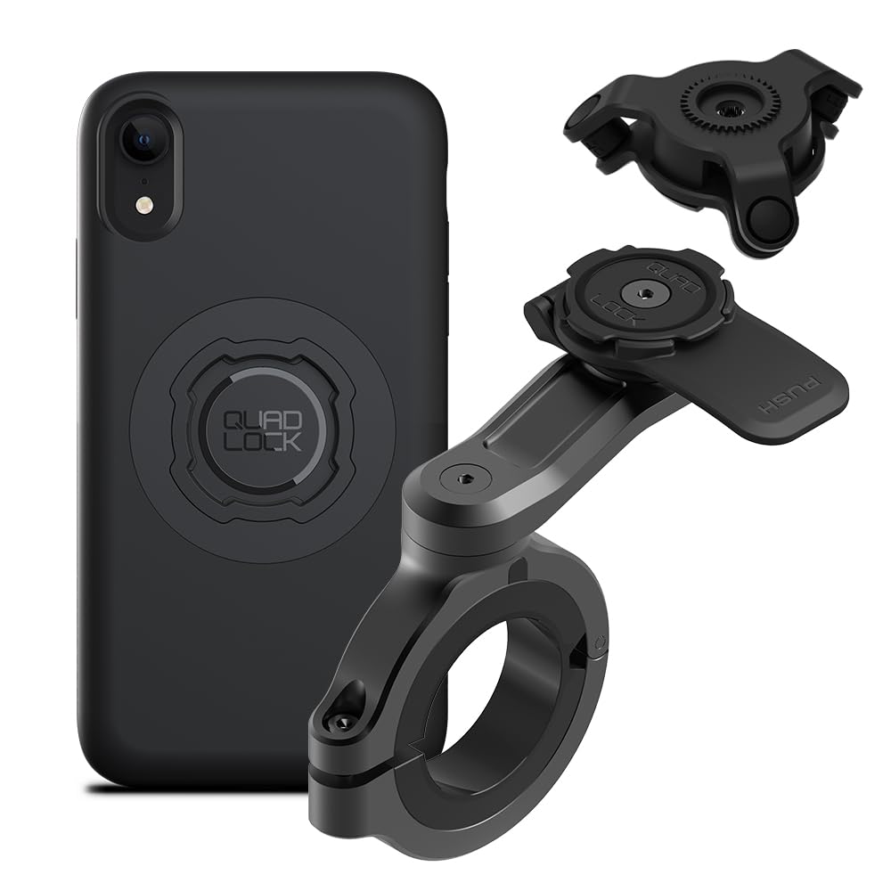 Quad Lock Motorcycle Handlebar Phone Mount PRO - Large with Vibration Dampener and MAG Phone Case for iPhone XR