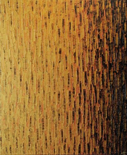 Tableau abstrait doré irisé en dégradé d'or, peinture contemporaine acrylique