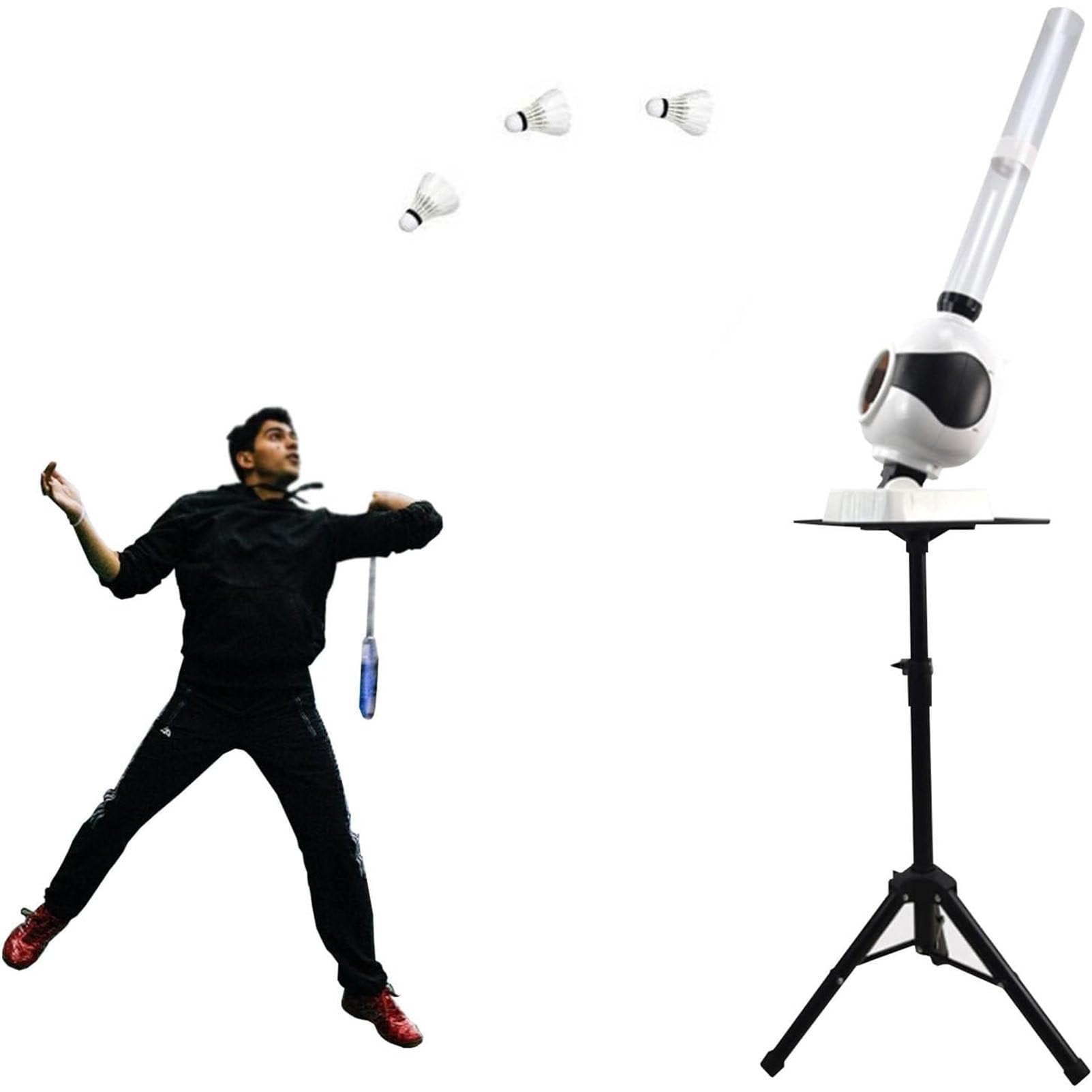 Machine de badminton automatique portable avec 3 seaux à balles pour entraînement en plein air