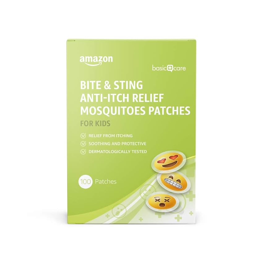 Immagine del prodotto Amazon Basic Care - Cerotti sollievo e anti-prurito per morsi & punture da zanzare per bambini - 100 pezzi