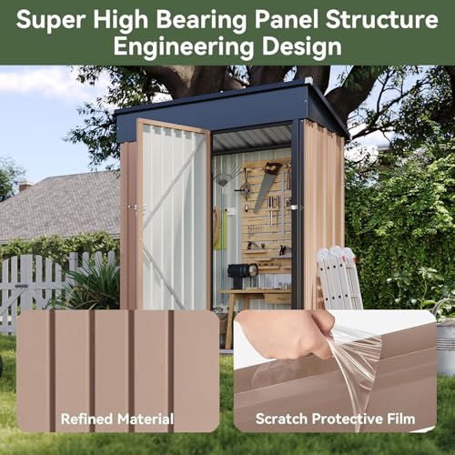 image for Aoxun 5x3 FT Shed Outdoor Waterproof Storage Shed Metal Garden Shed wi