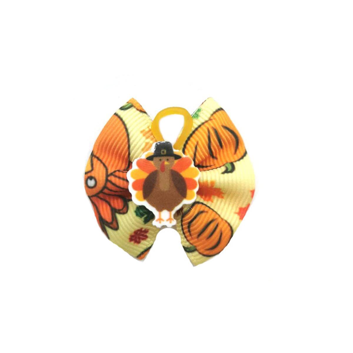 Fiocchi per capelli per cani Petunny per il Ringraziamento, 30 fiocchi per cani autunnali con elastici in gomma, accessori per capelli per cani e gatti (colore casuale)