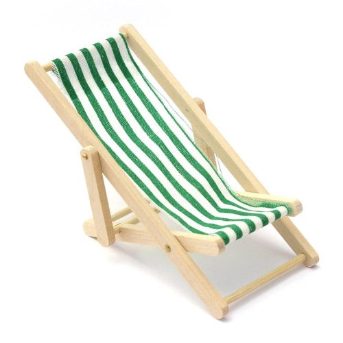 MyTinyWorld Dolls House Miniature Green and White Garden Deck Chair