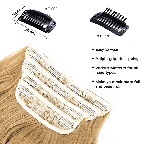 Blonde Clip in Hair Extension, 20 Inches Long Wavy Synthetic Hair Extensions Clip in for Women and Girls (T26/18#, 4Pcs) - Image 3