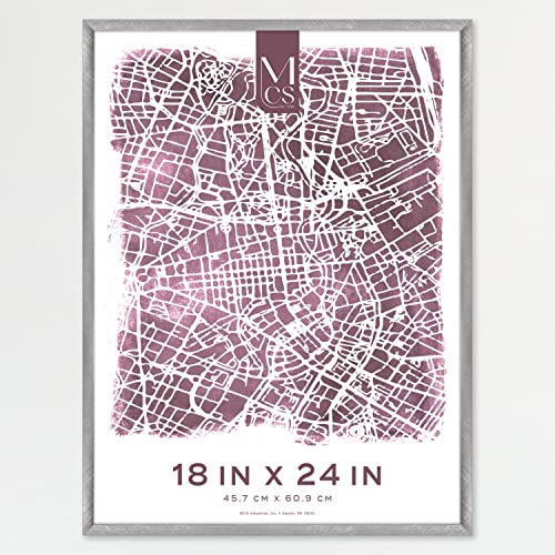 Image of MCS Edgeline Metal Poster Frame, Back-Loading Picture Frame For Wall Art, 18 x 24 Inch, Silver