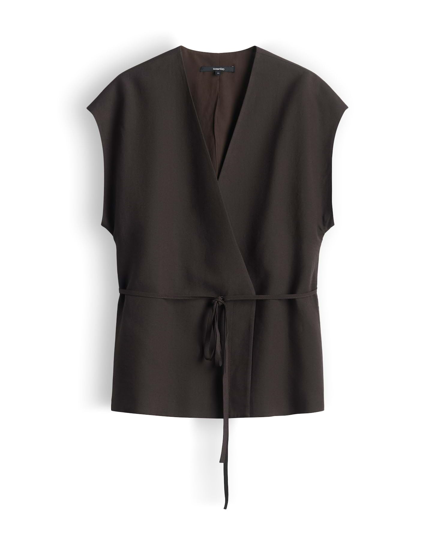 someday Damen Leinenweste mit Bindedetail Slim Fit