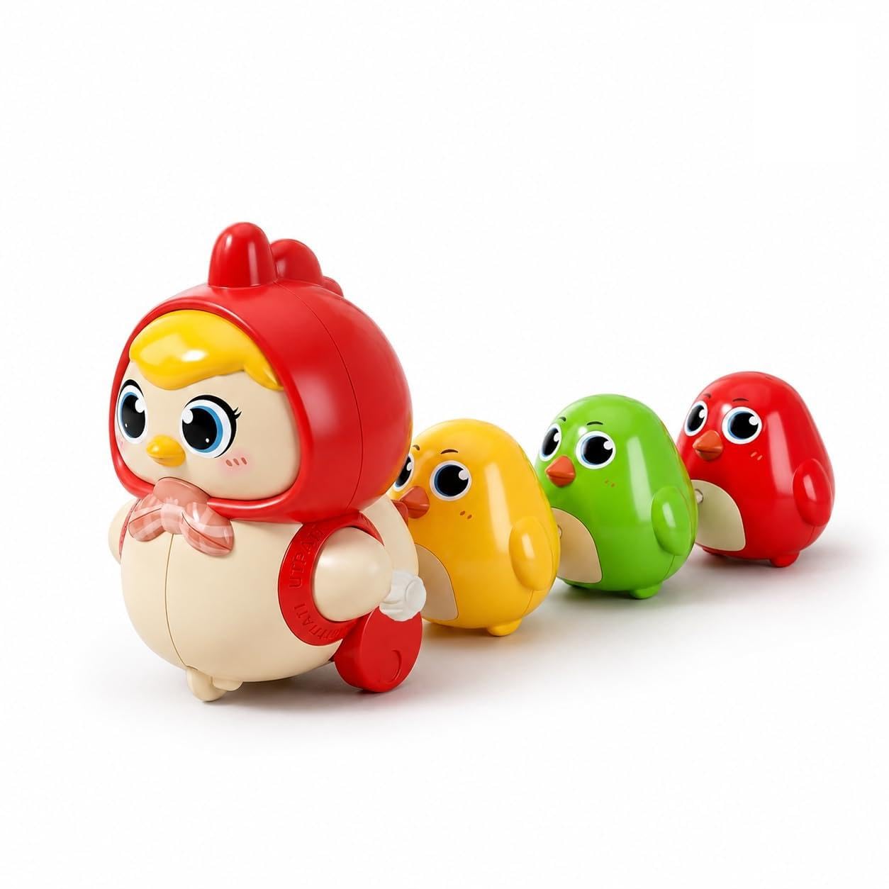 Chicken Toys for Kids, Swinging Chain String Magnetic Hen with Chick Learning to Crawl Spring Toy, Crawling Wind-up Duck, Walking Chicken Cute Windup Toy for Boys Girls Toddler. (Red)-image-28