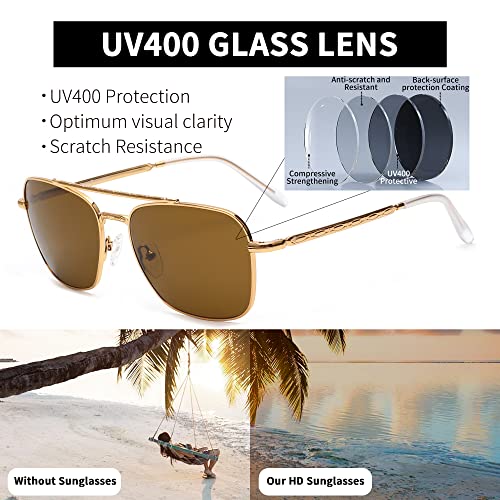 JIM HALO Retro Square Aviator Sunglasses Premium Glass Lens Flat Metal Eyewear Men Women4