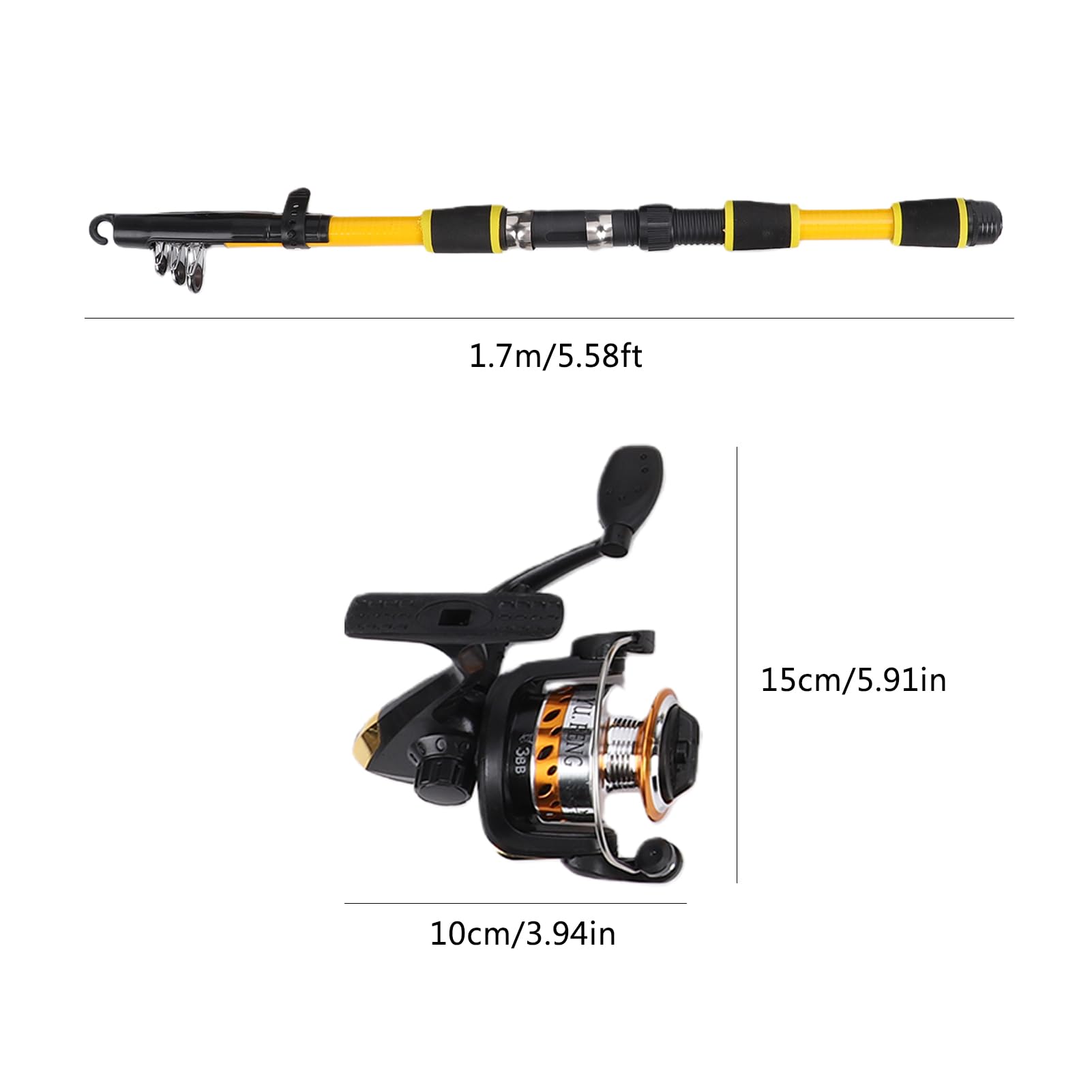Canna da Pesca Telescopica, Set Combinato di Canne da Pesca, Combinazione Canna e Mulinello, Kit con Mulinelli Spinning, Canne