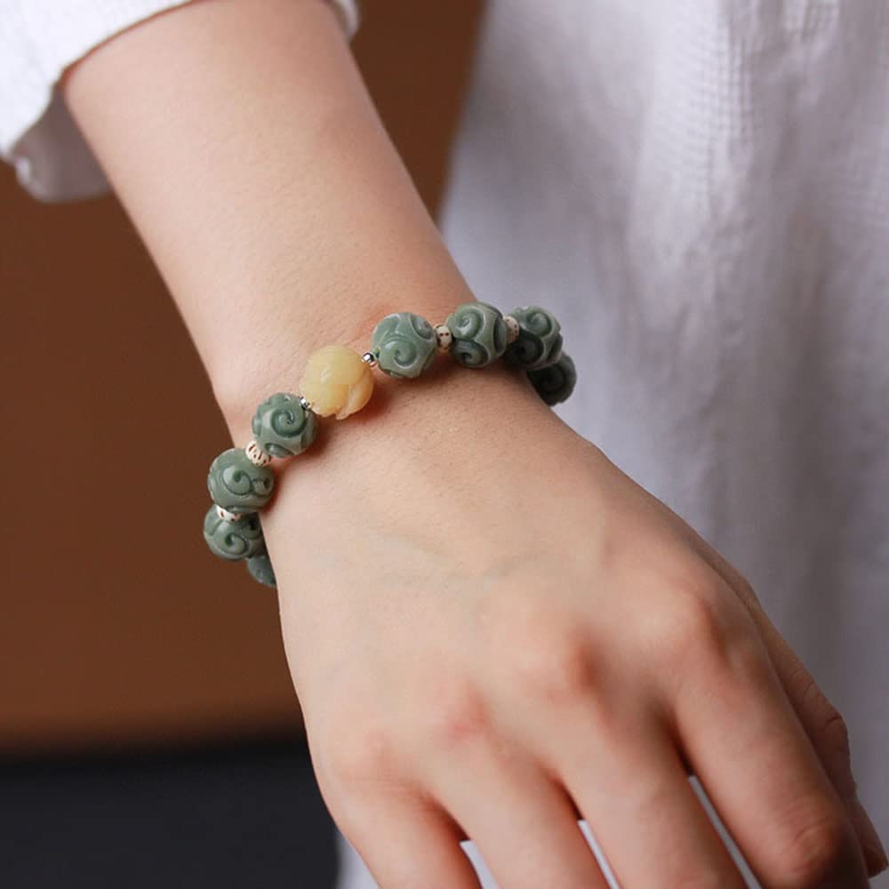 Bracciale con Perline Bodhi Motivo Intagliato. Squisito