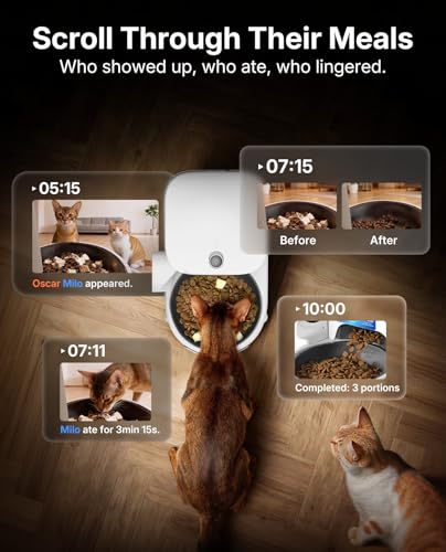 Image of PETKIT Automatic Cat Feeder with Camera, Upgraded Multi-Cat Recognition, 2.4G&5G WiFi Pet Feeder with Freshness Preservation,3L Timed Food Dispenser with Low Food Sensor,Night Vision Motion Capturing