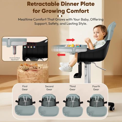Image of StarAndDaisy Little Nest Baby High Chair /Study Chair /Multifunctional Baby Chair for 6 Months to 6 Years Girls & Boys, Height Adjustable, Detachable Tray & One-Hand Adjustable - Blue