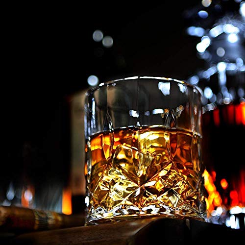 Image of Luxury Crystal Whiskey Glasses Set of 6 - 300ml, Heavy Base Old Fashioned Tumblers for Bourbon, Scotch, Whiskey & Cocktails (6, Dukati)