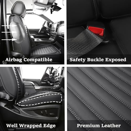 Image of JOJOBAY Chevy Silverado Seat Covers,GMC Sierra Seat Covers,Custom Fit 2007-2026 1500 2500HD 3500HD Crew Double Extended Regular Cab,LT LZT RST Trail Boss(Front Pair,Black)