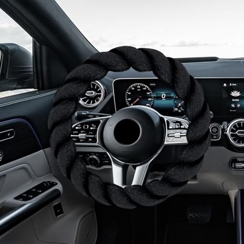Flauschige Auto Lenkradbezüge, Winter Lenkradbezug, Flauschige Winter Auto Lenkradbezüge, Plüsch Lenkradbezug Winter, Universal Plüsch Lenkradhülle, passt den meisten Lenkrad 37cm-38cm Größe(Schwarz)