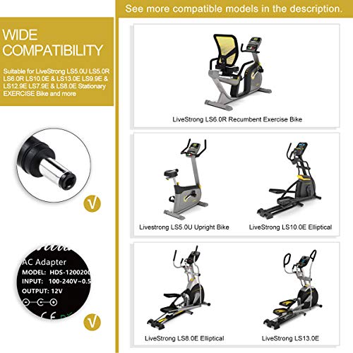 UL Listed AC Adapter for Livestrong LS5.0U LS5.0R LS6.0R Stationary Exercise Bike LS7.9E & LS8.0E Elliptical LS9.9E & LS12.9E Incline Elliptical Cross Trainer LS10.0E & LS13.0E Trainer Exercise - Image 5