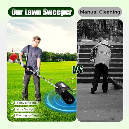 Image of Gas Handheld Sweeper, Lawn Mower,52cc 2.3HP 2-Stroke Gasoline Yard Sweeper with 20.47in Brush, Walk-Behind Lawn Mowers for Artificial Grass, Patio, Driveway, Sidewalk, Snow Broom for Quick Sweep