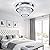 Finktonglan 16" Modern Crystal Chandelier, 2 Rings LED Crystal Ceiling Light Semi Flush Mount Chandelier Ceiling Light for Bedrooms Living Room Dining Room (6500K Cool White)