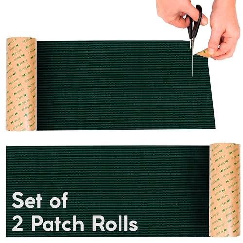 Pool Cover Patch Repair Kit, 2 Rolls 8 x 36 Inch Each, Green Self-Adhesive Woven Vinyl, Swimming Pool Cover Patches, Peel-and-Stick Application, Custom Cut for Long Rips