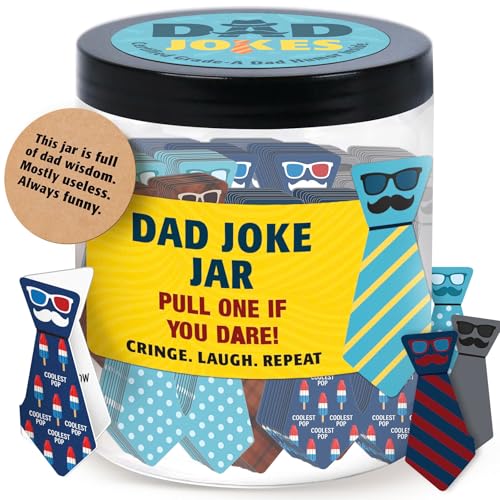 DEARMINE 60 Dad Jokes Cards Jar, Fathers Day Dads Gift for Dad Husband from Daughter - Son - Wife,...