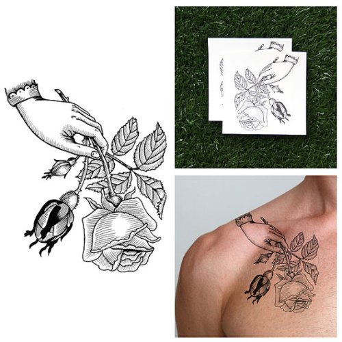 Tattify Rose Temporary Tattoo - For You (Set of 2) - Other Styles Available - Fashionable Temporary Tattoos