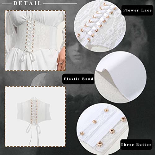 Yalice Women Lace Corset Belt Elastic Wide Dress Belts Vintage Lace-up Costume Waist Accessories for Halloween4