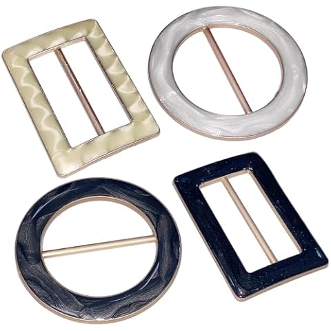 FarBoat 4pcs Marble Style Waistband Rings Scarf Buckles T Shirt Tie Clips (2.3-Inch) Cover