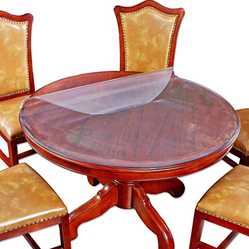 Multisize Round Table Top Protector Frosted Plastic Tablecloth Protective Cover Desk Pad Thicken PVC Vinyl Round Dining Coffee Side Table Tabletop Cover Easyclean Wipeable Tablecloth 28" Inch Diameter