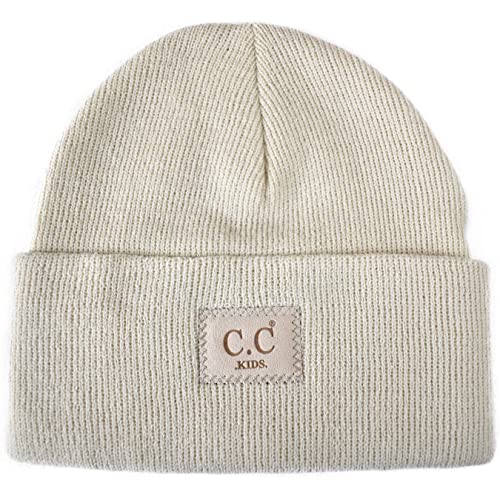 C.C Kids' Children's Winter Knit Plain Cuff Skull Cap Beanie Hat