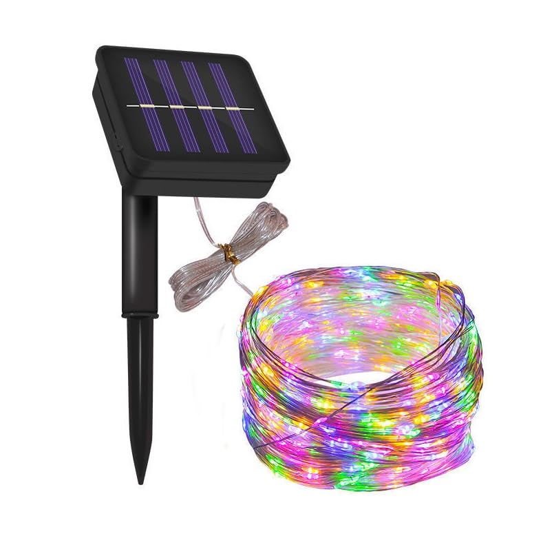 Volunx Solar LED Lights 20M/65ft 200LED RGB Multicoloured Christmas String Lights Outdoor, 8 Modes, Solar Garden Light Waterproof Copper Wire, Tree Patio, Yard, Party, Wedding, Decor