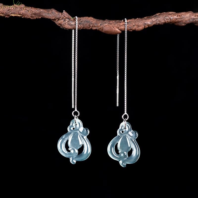 Boucles d'oreilles pierre verte anti-allergie, jade véritable argent 925