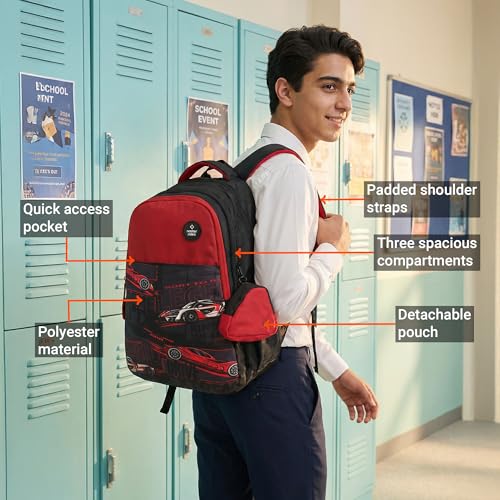 Image of Nasher Miles Polyester Backpack | Ideal for Preschool, Kindergarten, College, School, Office& Travel | Toddler, Girls, Boys, Men, Women