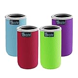 Beautyflier Pack of 4 Anti-Slip Embossed Neoprene Bottle Insulator Sleeve 3mm Thick Collapsible Drink Can Cover for BBQ Camping Party (12oz(red/green/light blue/purple))
