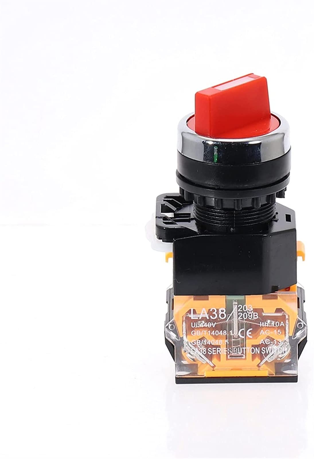 Schalter Encoder 1 Stück 22 mm Selbstsperrender Wahlschalter 1NO1NC 2 Positionen Drehschalter DPST 4 Schrauben 10A400V Netzknopfschalter EIN/Aus Mini Relais (Color : Rojo)