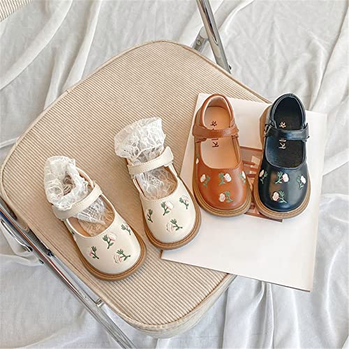 Girls Sandals Girls Leather Flower EmbroideryDesign Soft Round Toe Princess Dress Flat Shoes(Toddler/Little Baby Jellies (C, 12 Little Kids)3