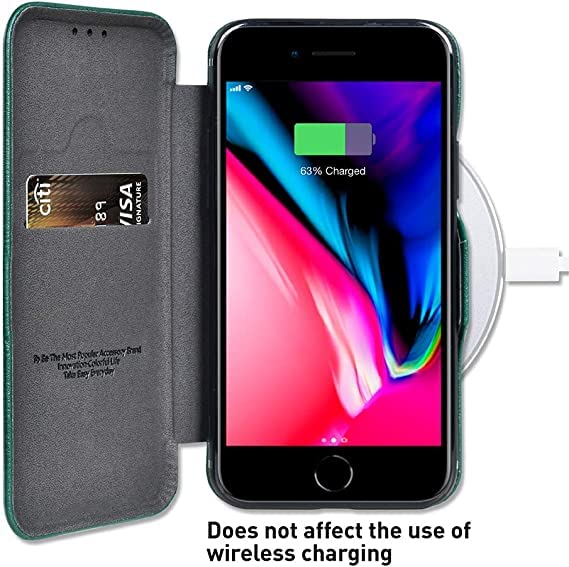 Image of PULOKA iPhone SE /7 /8 PU Leather Slim Flip Case Cover with Card Holder Compatible with iPhone SE /iPhone 7 / iPhone 8 (TAN)