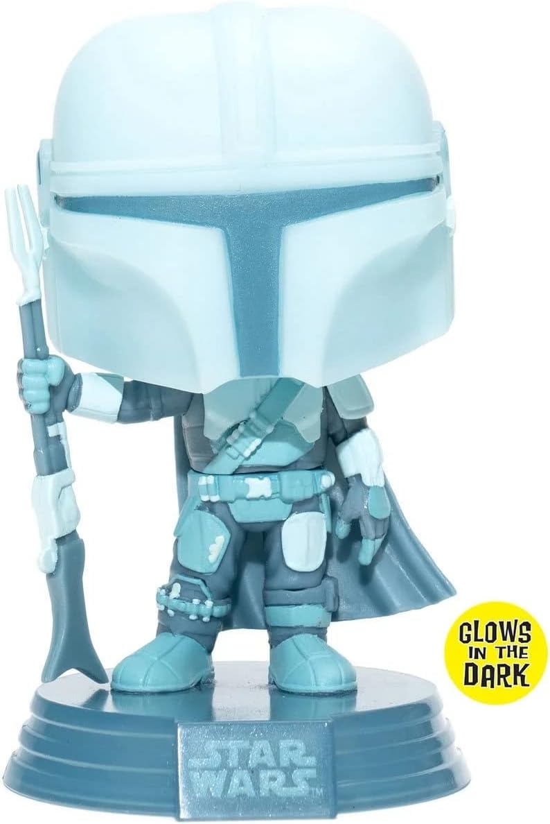 POP Star Wars: The Mandalorian - Mandalorian (Din Djarrin) Hologram Glow-in-The-Dark Exclusive Funko Vinyl Figure (Bundled with Compatible Box Protector Case)