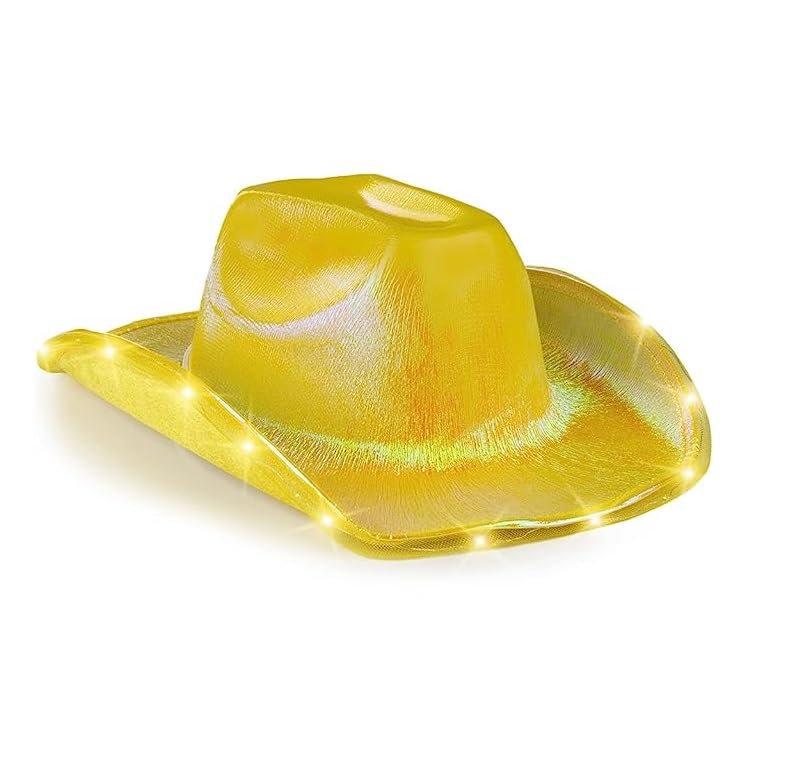 Image of Unisex Cowboy Hat Light Up Flashing LED Brim Fun Light Up Hat For Disco Party Halloween Costume