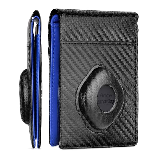 Image of ALPHA PAIR Men's Wallet with Smart Tag Holder for Samsung - Bifold Smart Wallet for Men - RFID Wallet with 10 Credit Card Holders and 1 ID Window - Leather Wallet for Galaxy Smart Tag-Blue