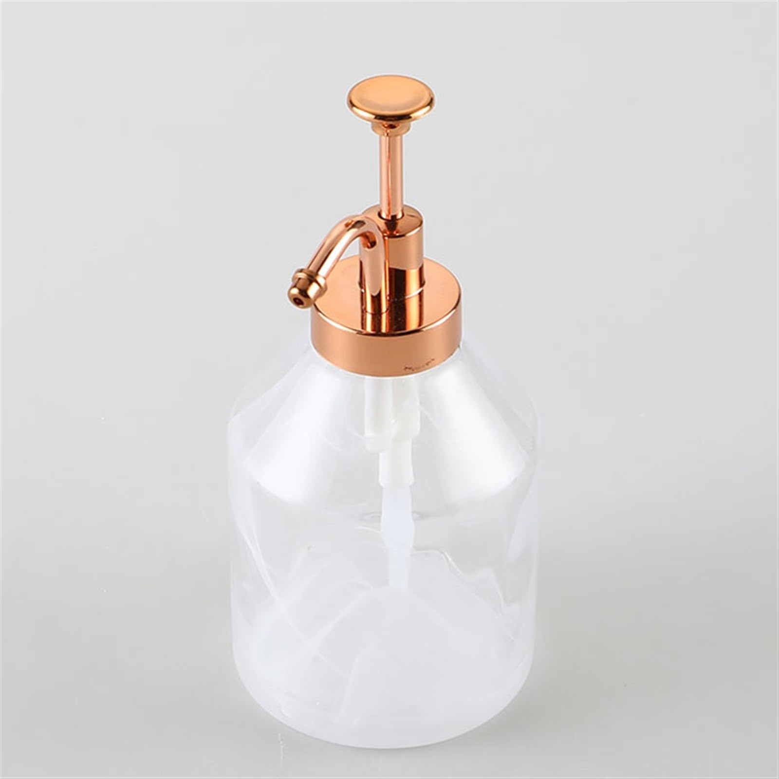 Dozownik mydła, dozownik mydła, gruby, przezroczysty szklany dozownik z pompką w kolorze różowego złota, 400 ml, okrągły dozownik do butelek do rąk, mydła, balsamu kuchennego