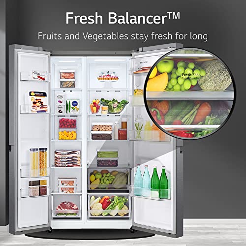 Image of LG 688 L Frost-Free Smart Inverter Compressor Side-By-Side Refrigerator (GC-B257KQDV, Dark Graphite Steel, Multi Digital Sensors and Express Freezing, 2022 Model)