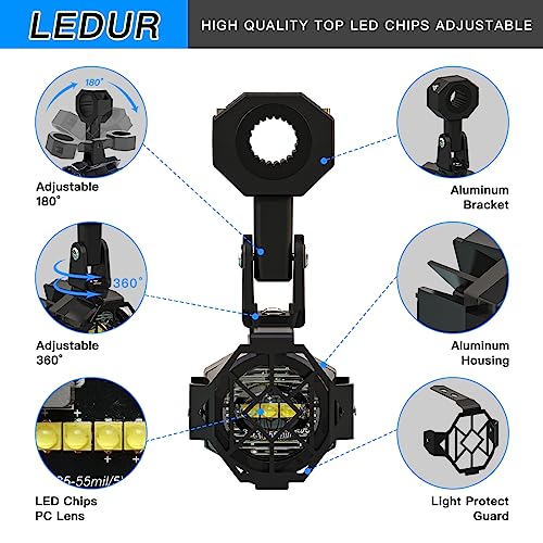Ledur D2 Motorcycle Auxiliary Lights Kit Spot Led Driving Fog Lights thumb #1