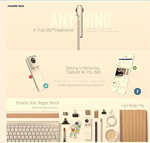 insta360 nano 360 degree camera vr 3d panoramic point and shoot digital video cameras 3k hd dual wide angle fisheye lens for iphone 7 7 plus and all