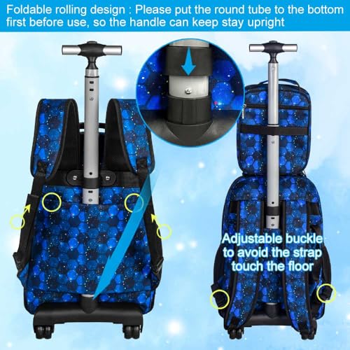 3PCS Rolling Backpack for Boys, 21 Inch Dinosaur Roller School Bookbag with Lunch Bag, Water Resistant Wheeled Backpacks for Teens Boys Elementary Travel4