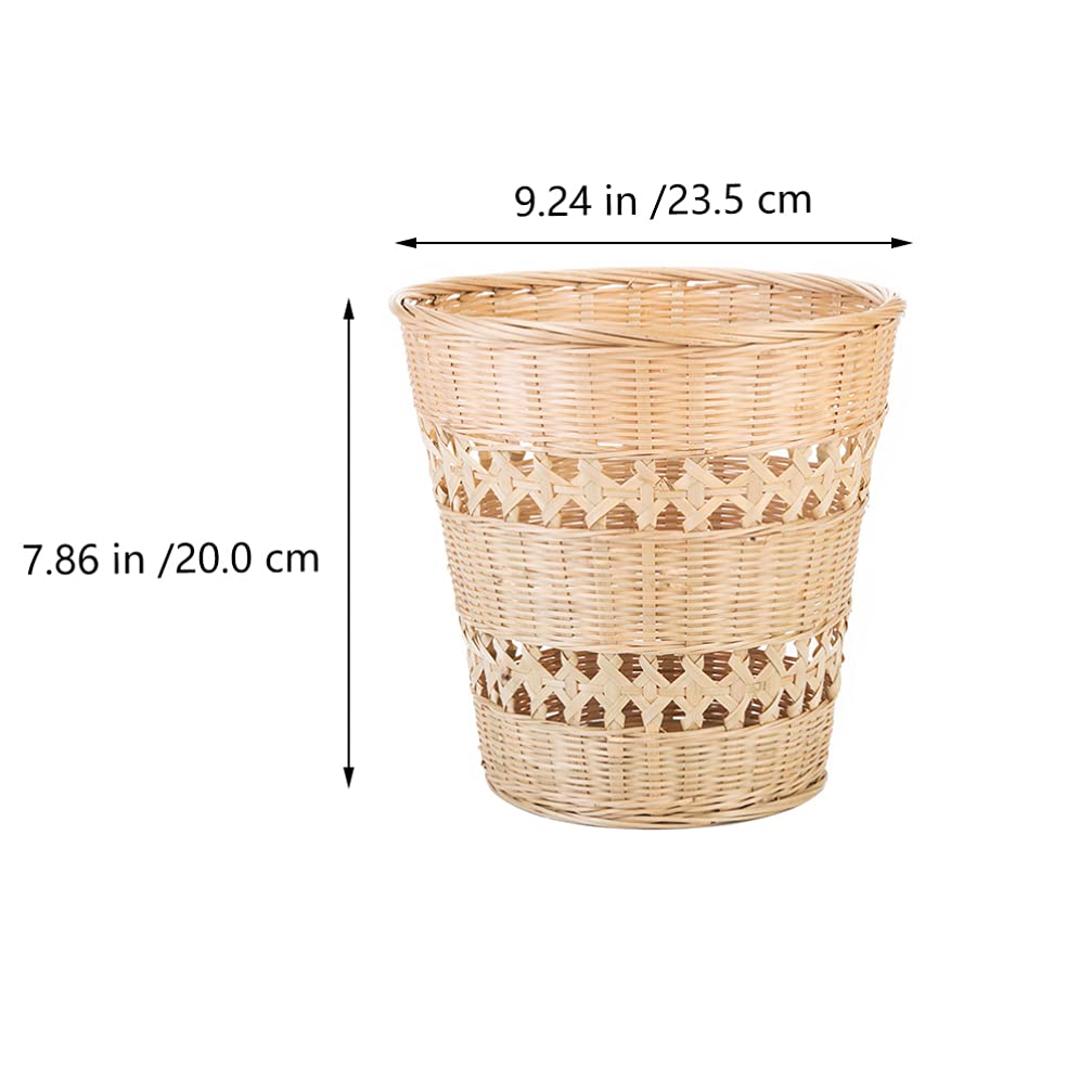 1pc Bamboo Trash Can Handmade Woven Basket Home Rubbish Can Waste Paper Basket Weave Rubbish Container Woven Rubbish Basket Rustic Style Trash Can Natural Woven Trash Can
