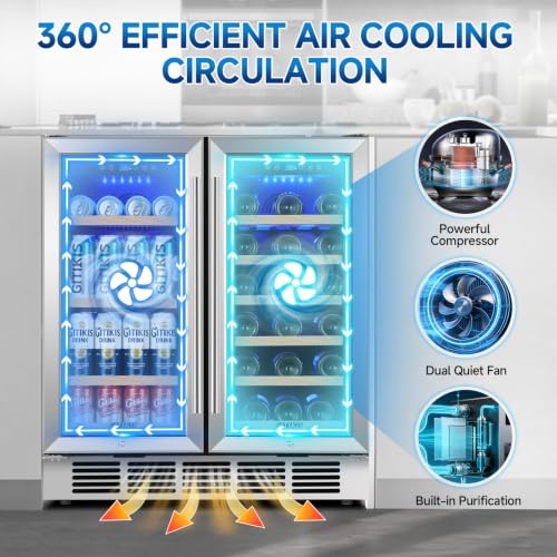Image of 30 Inch Dual Zone Wine and Beverage Refrigerator Cooler Under Counter
