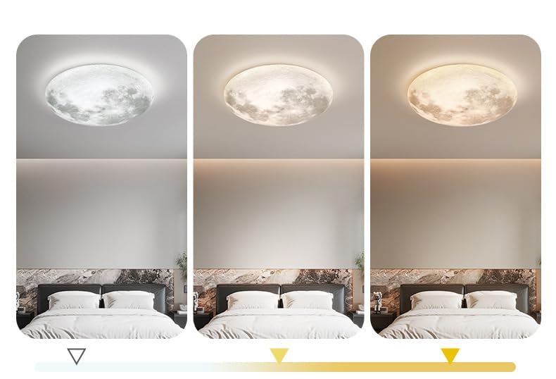 Image of HDC Modern LED Planet /Moon Wall & Ceiling Lamp - Decorative Night Light & Bedside Wall Lamp for Bedroom, Living Room & Kids Room - Available in 330, 400 & 500 mm Sizes (Warm /White /Tricolor) (300 MM)
