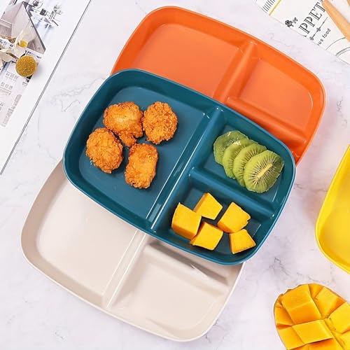 Image of Unbreakable Wheat Straw 3 Compartments Plates for Home and Restaurant Salad, Fruits Non Toxin, Bpa Free and Healthy for Kids & Adults Lightweight & Reusable Dinnerware (Dark Green, Pack of 2)
