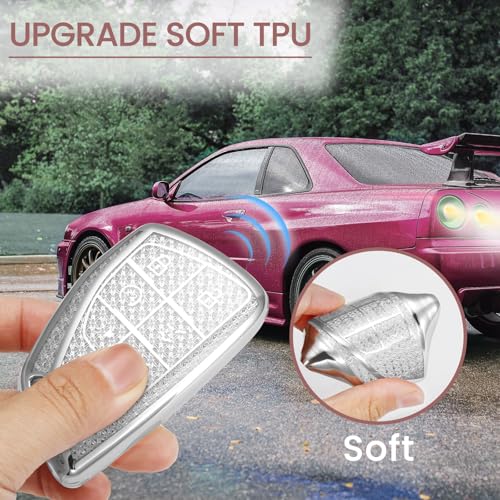 Image of Car Key Fob Cover for Buick, Rhinestone Wristlet Case, White